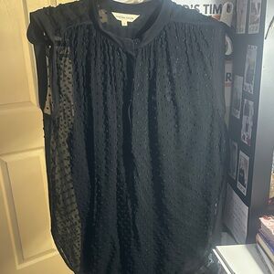 Rebecca Taylor Black Textured Sleeveless Blouse